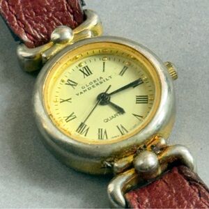 Gloria Vanderbilt Gold and Brown Roman Numeral Watch